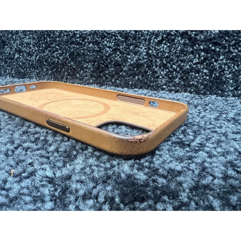USED‎ Apple iPhone 12 Pro Max Leather Case Saddle Brown MagSafe Genuine OEM